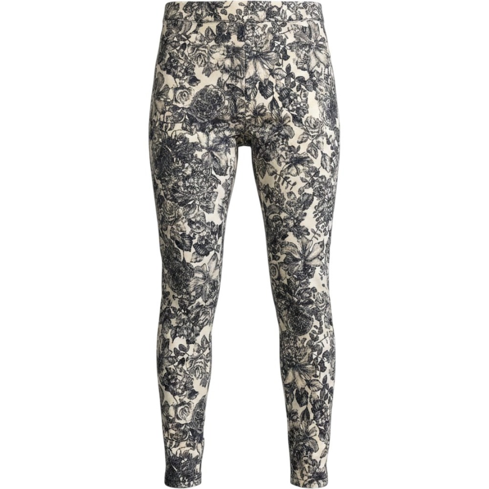 HUE Women Navy Cream Floral Toile Print Skinny Denim Leggings Jeggings Size M